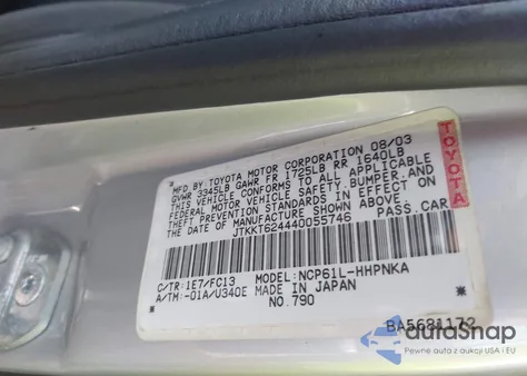 2004 Scion Xa from USA, damaged, VIN JTKKT624440055746